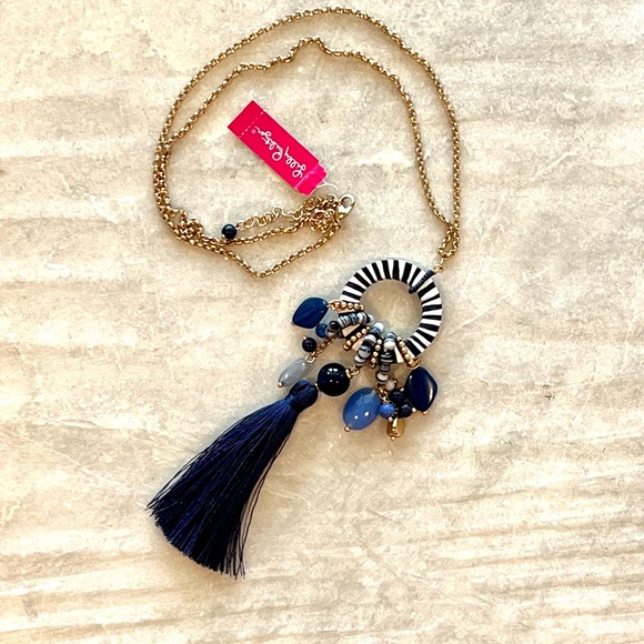 NWT Lily Pulitzer Raffia Necklace with Beads and Tassel